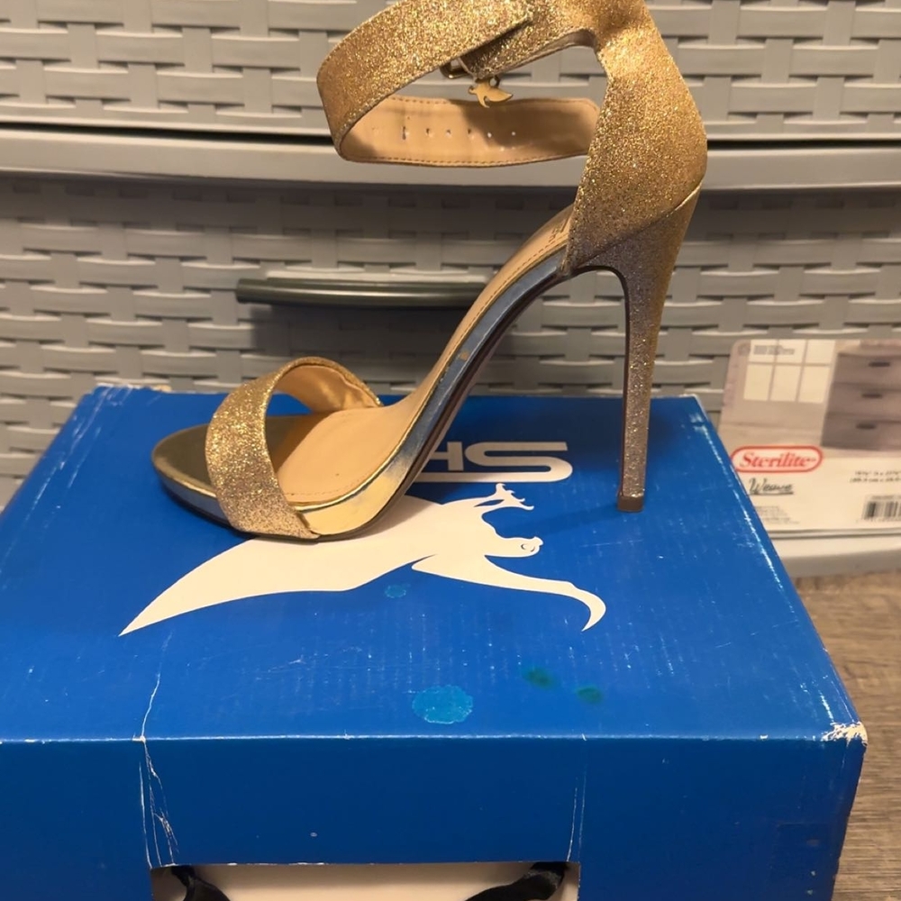 Shiekh Gold High Heel Sandals with Elegant Ankle Strap